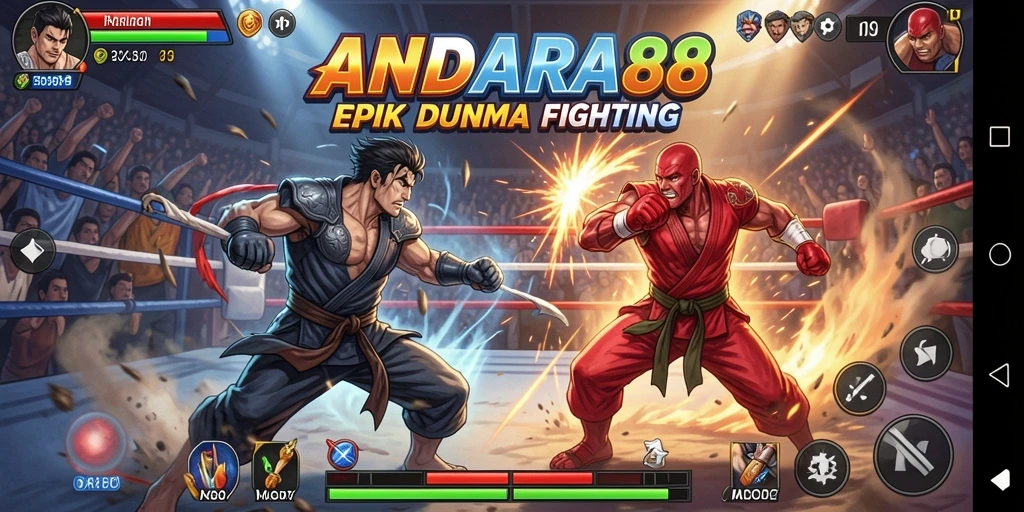 Screenshot menunjukkan aksi pertarungan seru dalam ANDARA88.