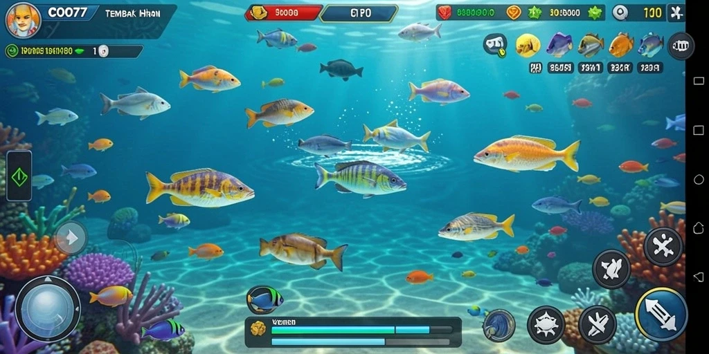 Screenshot menunjukkan aksi seru dalam permainan Tembak Ikan COO77.