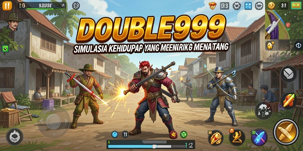 Tampilan gameplay DOUBLE999 menunjukkan interaksi karakter dan skenario menarik.