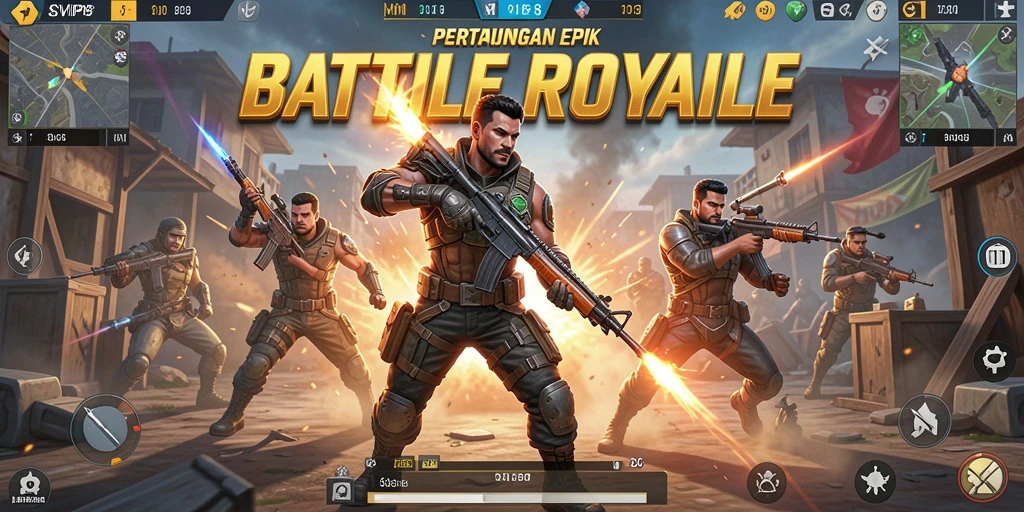 Screenshot SVIP8 menunjukkan aksi intens di medan perang Battle Royale.